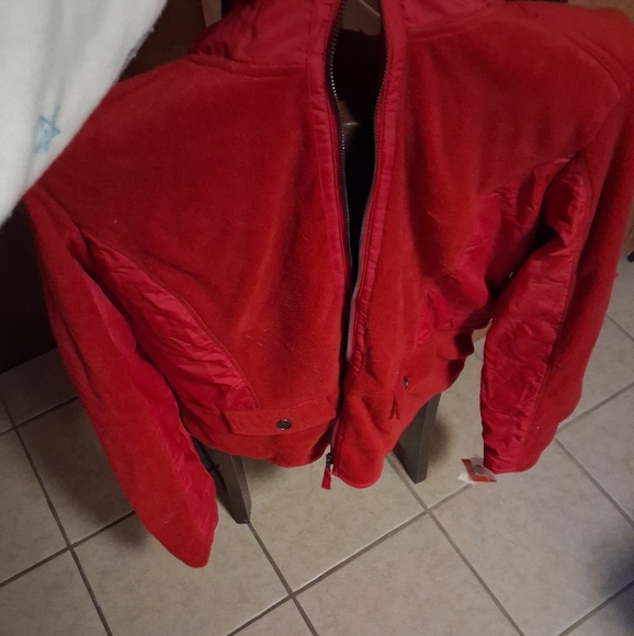 Style & Co sport jacket red pockets zip closure hidden hood - Picture 9 of 12